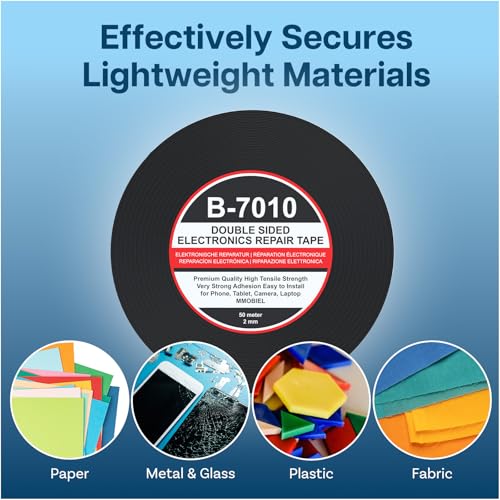 MMOBIEL 2 mm Double Sided Layer Strong Adhesive Tape 50 m Long Roll (Black) for Smartphone Tablet Repair - color: Black, size: 2 mm