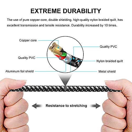 Headphone Extension Cable 1 ft, 4 Pole Nylon Braid 3.5mm TRRS Male to Female Lossless Stereo Audio Adapter Extension Cable for Tablet/PC/ PS4 and More (1FT/0.3M) - size: 1 ft