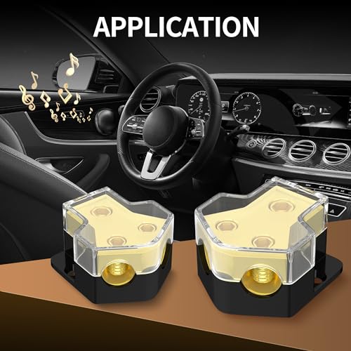 RVBOATPAT 12V Power Distribution Block Car Audio Amp Splitter 2 Way 0/2/4 Gauge in 4/6/8 Gauge Out Ground Distribution Block for Automotive Car Boat - style: 2 Way