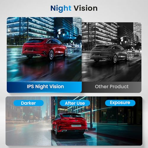 3.16-inch 1080P Dash Cam Front and Rear Inside Left/Right, 4 Channel Dash Camera for Cars, IR Lamp Night Vision Loop Recording Motion Detection Reversing Assistant+ 64GB SD Card