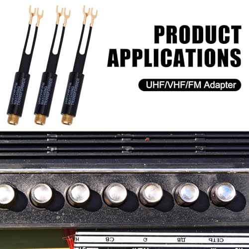 5pcs 75 Ohm to 300 Ohm Coax Adapter, UHF/VHF/FM Match Transformer Converter - color: black+gold
