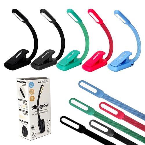 Rechargeable Book Light for Reading - 9LED Eye-Caring Clip Light w/ 9 Color Temp, Stepless Dimming, 50H Battery, USB-C, Ultra Slim - Gift for Book Lovers (Black) - color: Black
