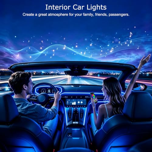 Jushope Car Interior LED Lights, RGB Fiber Optic Ambient Lighting Kit - size: 6 LED/315 Inches Fiber Optic