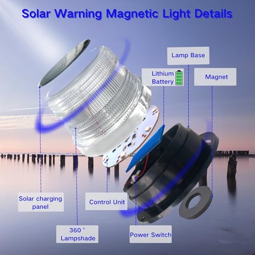 Cloud Fire LED Anchor Light for Boat Yacht, Magnetic Solar Powered White - color: White