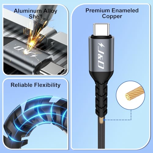 J&D USB C to 3.5 mm Car Aux Cable, 2 in 1 3.5 mm TRS Aux Headphone Jack Cable for Car with Charger Cord, Support PD 60W Charge, Compatible with a Wide Range of Mobile Phones, Grey, 4 ft