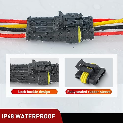 Nilight 180PCS 4 Pin Electrical Connector Plug with Male Female Terminals - size: 4Pin Connector 200Pcs