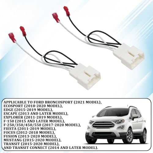4PCS 72-5602 Car Door Speaker Adapter Wiring Harness, Audio Wire Cable Connector Plug, Compatible with Ford Focus F-150 F-250 EcoSport Explorer Escape & Mazda 3 CX-3 CX-5 CX-9 Speaker