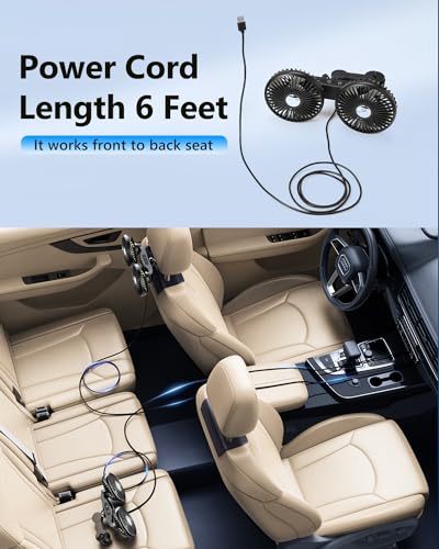 Dual Head Car Cooling Fans for Back Seat for Kids, Usb 5V/ 12V /24V Car Backseat Headrest Fan for Baby Rear Facing, Car Seat Cooler That Blow Cold Air for Vehicles Sedan Suv Rv Truck Without Ac - style: USB Powered
