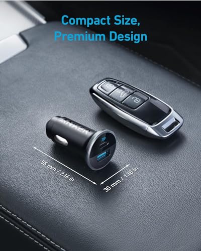 Anker 323 52.5W USB C Car Charger with 30W PowerIQ 3.0 Fast Charging