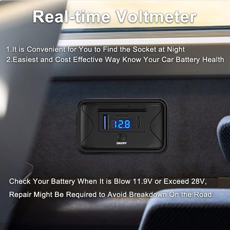90W 12V USB Outlet Panel Mount Dual PD 36W QC 18W Switch Voltmeter Marine - size: Dual PD+QC