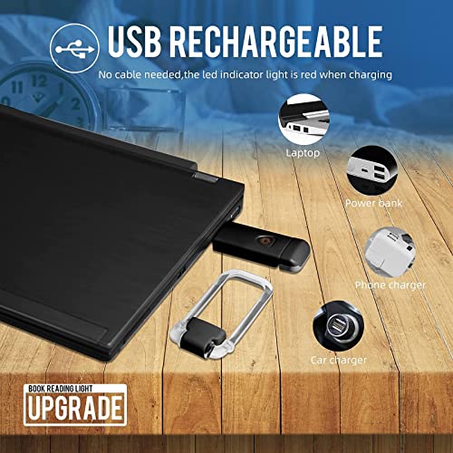 EGWASER Portable USB Rechargeable LED Clip-on Book Light for Eye-Protection, 3 Brightness Adjustable Dimmable Bookmark Light for Reading in Bed (Black) - color: 1-Pack Black