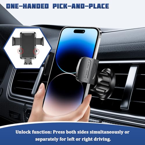 Car Phone Holder, 360 Degrees Adjustable Vehicle Air Vent Cell Phone Mount Clip, Hands Free Stable Automotive Interior Dash Smartphone Stand, Universal for SUV RV Lorry (Gray) - color: Gray