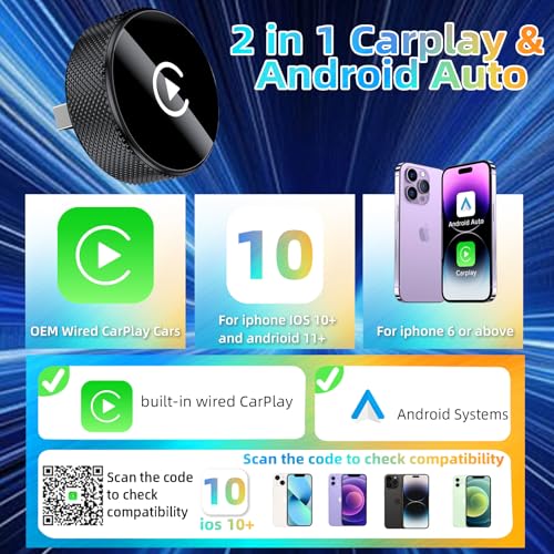 LENVA Wireless CarPlay Adapter, 2025 Upgrade Mini Design for Cars, Plug and Play Easy Use Fast Stable Connection No Delay (Only for iPhone, Not for Android) - color: Black