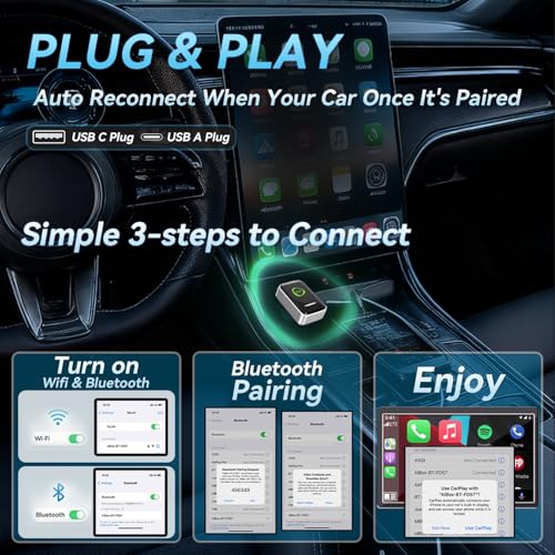 Wireless CarPlay Adapter, Silver, Mini USB Design - color: Silver
