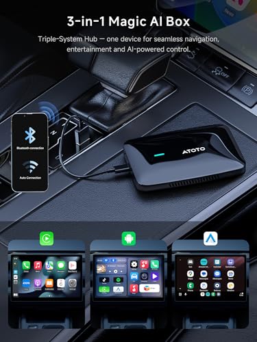 Magic CarPlay Box, Wireless CarPlay Adapter Supports for Netflix/YouTube/TF Card, AI Box Carplay, Plug & Play, Drivechat with AI Skills, Dual WiFi, Bluetooth, Fits for OEM Wired CarPlay Cars - color: Matte Black