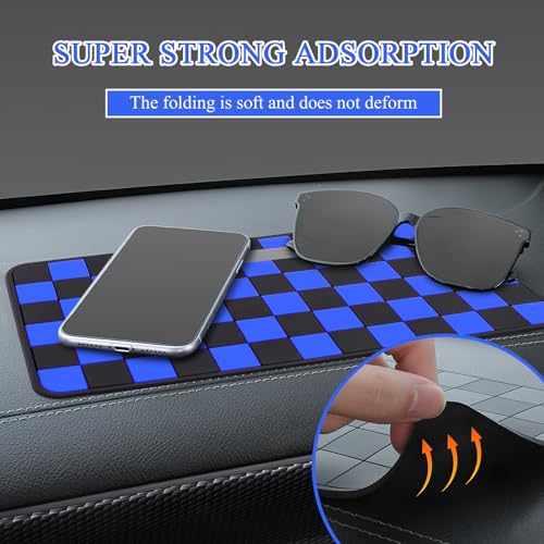 Wuyaoyao 2PCS Car Dashboard Anti Slip Mat, 12.2"×8.3" Non-Slip Dashboard Sticky Pad, PVC Car Dash Gripping Mat, Multifunctional Auto Grip Mat for Phones Sunglasses Keys Electronic Devices (Blue) - color: Blue