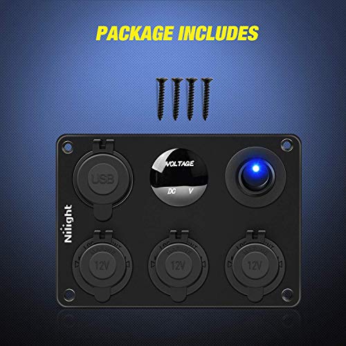 Nilight 6 in 1 Charger Socket Accessory Power Outlet Panel 12V 24VDC - color: Cigarette Socket Panel