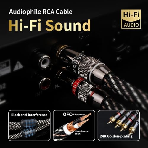 Audiophile HiFi Audio RCA Cables RCA Splitter 1 Male 2 Male 3.28ft - size: 3.28ft/1m