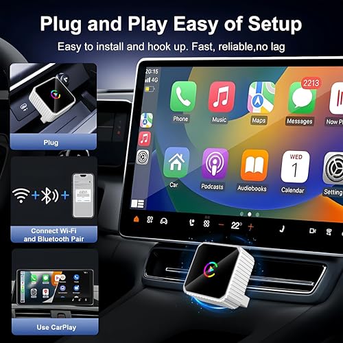 2026 Wireless CarPlay & Android Auto Adapter, 2-in-1 5GHz WiFi Plug & Play Aluminum Dongle for OEM Wired Cars (2016+), Mini Adapter for iPhone iOS 10+ & Android 11+, USB/Type-C