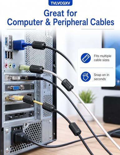 10-Piece Ferrite Choke Set, 3.5-13mm EMI/RFI Noise Filters for Cables