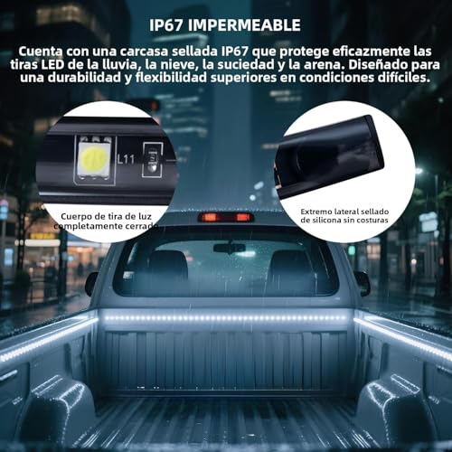 Truck Bed Lights - 3PCS 60" 270 LED Bed Light Strip Kit, Waterproof with On/Off Switch & Splitter, 6000K Cool White LED Lights for Pickup Truck, SUV, RV, Boat - color: 3PCS truck bed lights (White)