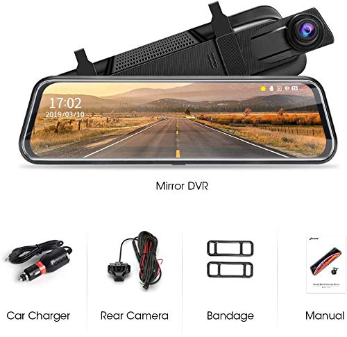 10'' Mirror Dash Cam Night Vision 1080P FHD Full Touch Screen Front and Rear View Backup Camera for Cars Loop Recording Streaming Media 170°Wide Angle Parking Assistance 6M Cable (Pack of 3) - size: 10 Inch (Pack of 3)