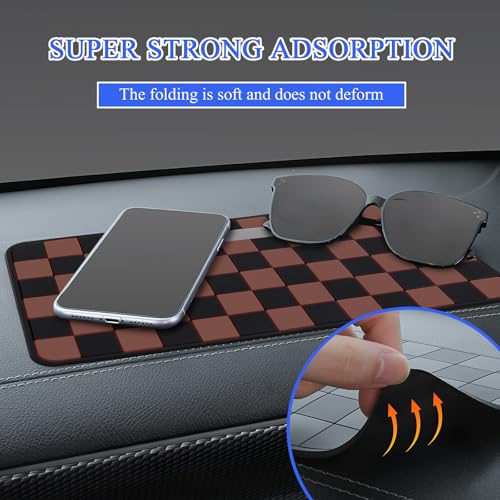 Wuyaoyao 2PCS Car Dashboard Anti Slip Mat, 12.2"×8.3" Non-Slip Dashboard Sticky Pad, PVC Car Dash Gripping Mat, Multifunctional Auto Grip Mat for Phones Sunglasses Keys Electronic Devices (Brown) - color: Brown