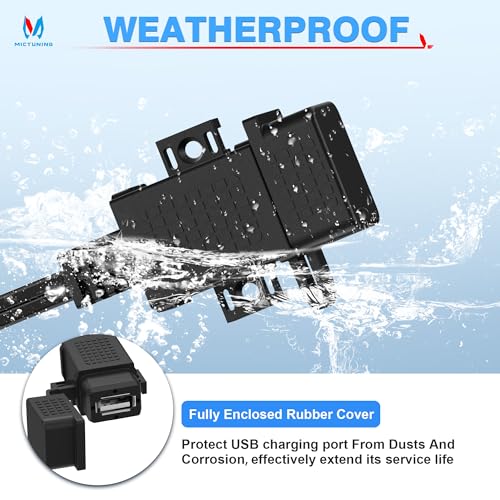 MICTUNING SAE to USB Cable Adapter Waterproof USB Charger Quick 2.1A Port