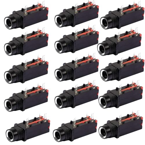 15PCS 1/4 Inch 6.35mm Mono Female Jack PCB Panel Mount Microphone Socket Mono Chassis Audio Connector