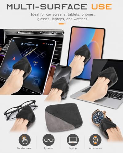 Car Screen Cleaner Tool, Microfiber Touch Screen Cleaning Pad for Cars, Foldable Dashboard & LCD Display Cleaner Cloth, Dual-Sided Car Screen Wipes for Automotive Interior Accessories