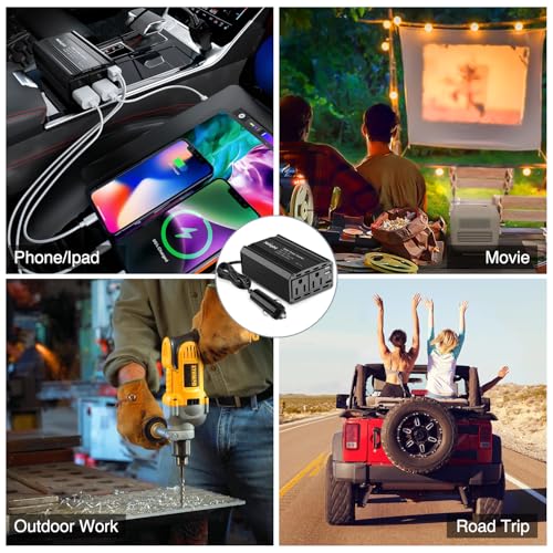 Nilight 300W Power Inverter with 5.4A Dual USB Ports and 2 AC Outlets - color: 300W USB*2 110V Outlet*2