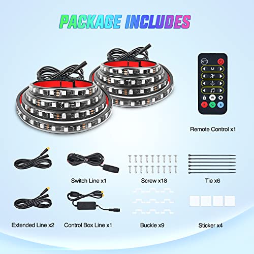 Nilight Truck Bed Light Strip RGB-IC LED Bar 2PCS 60 inch Cargo Lighting - color: 2Pcs 60Inch RGBIC Bed Strip w/Remote+APP