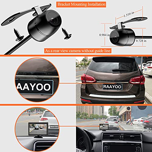 Backup Camera Flush Mount, Metal Housing 170°Wide View Angle Rear/Side/Front View Camera for Car, Clear Night Vision IP69 Waterproof Reverse Camera for Vehicle SUV RV Pickup, 18.5mm, 12V/24V, Black - color: Black