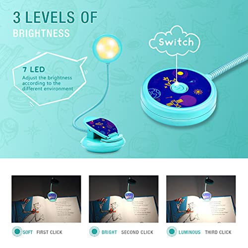 Vekkia Cute Rechargeable Book Light, Eye Caring Reading Light(Blue) - color: Blue
