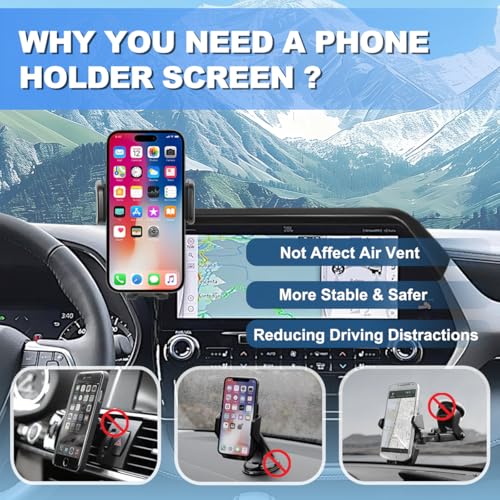 Car Phone Holder Fit for 2020-2025 Toyota Highlander Accessories Phone Mount 8-inch Screen Fixed Clip, Cell Phone Automobile Cradles Hands-Free 360 Degree Rotation Not Affect Air Vent - size: 2020-2025 Toyota Highlander