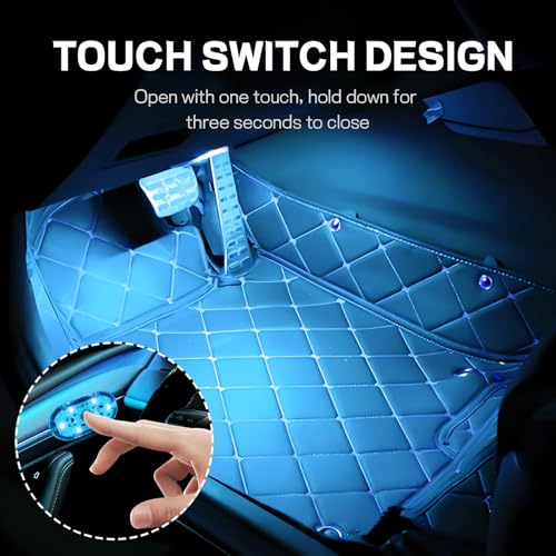 2 PCS Car LED Lights Interior Wireless, Super Bright Auto Interior Ambient Light with 6 Bright LED Lamp Beads, Portable USB Rechargeable Car Led Night Light for Vehicle Decor(Ice Blue)