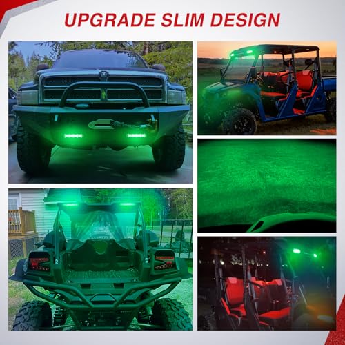 Nilight Slim LED Light Bar 2 PCS Green 7 Inch Single Row 16LEDs - color: Green 7Inch 16LED 2Pcs