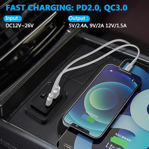 ON OFF Switch 12V USB Outlet for RV Camper QC 3.0 USB PD Car Charger Socket Wall Panel in Boat Marine ATV Bus Truck