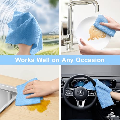 LIVOS Microfiber Cleaning Cloth Roll - 80 Pack, Reusable Paper Towels, Microfiber Towels for Cars, Super Absorbent Lint Free Cleaning Rags for House, Kitchen, Window-Light Blue, 11.5"x11.5" - color: Light Blue