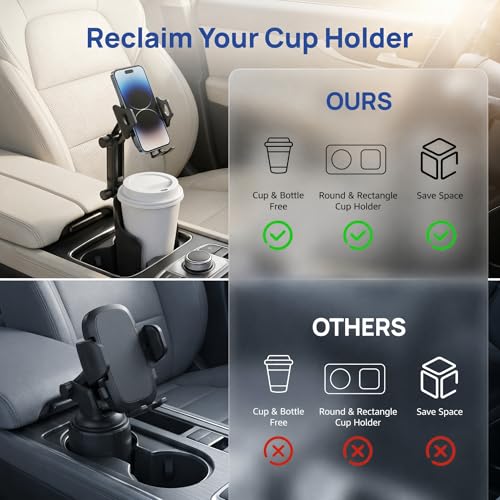 Cup Holder Phone Holder for Car, Car Phone Mount for Your Car - color: Black