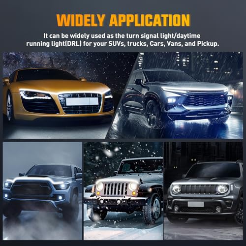 Nilight LED Hood Light Strip, 79Inch Flexible White DRL Car Hood Light - color: White, size: 79 Inch