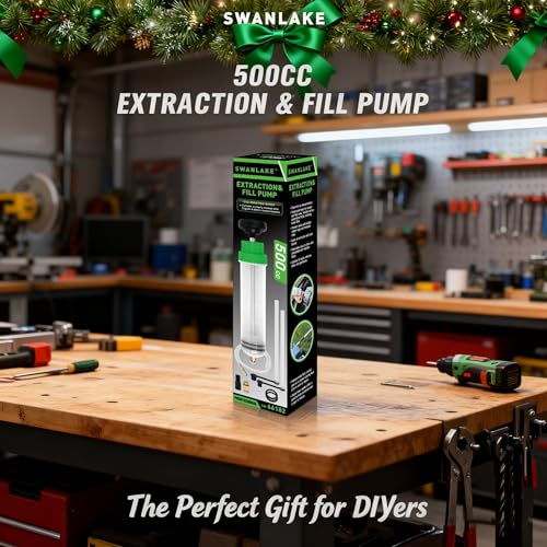 SWANLAKE 500cc Fluid Extractor & Fill Pump, Automotive Fluid Pump Extractor, Oil Change Pumps with 23'' Long Hose, 2PCS 12'' Extension Tubes, Suction Pumps for Lawn Mowers Cars - color: 500ML with Hose Green