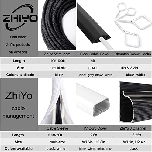 ZhiYo 10FT 3/4” Wire Loom Split Tubing Auto Wire Conduit Flexible Cover | High Temperature Heat Resistant -40F to 257F | Plastic Cover for Electrical Wires & Cables - color: Black, size: 10FT 3/4”