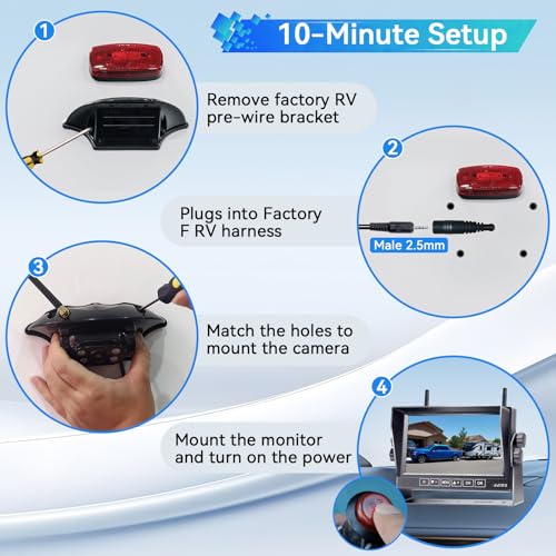 HD 1080P RV Backup Camera Wireless - Easy Install for Furrion Pre-Wired RVs - size: 7 Inch - 1 Camera