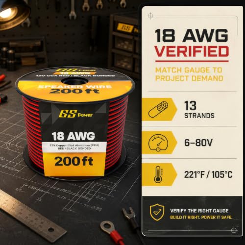 GS Power 18 Gauge Wire Automotive - 400ft CCA Primary Bonded Wire - size: 18 Gauge-200 ft-Bonded