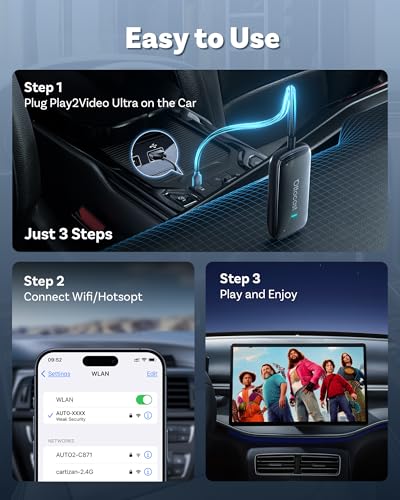 OTTOCAST Play2Video Ultra 2026 Upgrade Magic AI Box Car Watch Video Devices, Wireless CarPlay Android Auto Video Adapter 3 in 1 Built-in Netflix/YouTube Android 12 System
