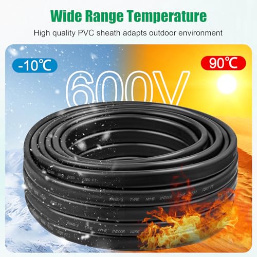 8/3 Wire with Ground - 10FT NM-B 8 Gauge Non-Metallic Sheathed Cable 100% Pure Copper 8 AWG 3 Conductor Residential Indoor Wire for Outlets, Switches, Other Loads and Lighting Wiring Projects etc. - size: 10FT, style: 8AWG/3