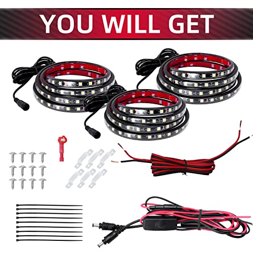 LED Truck Bed Light Kit 3PCS 60inch, Flexible Strip with Switch - color: White 3PCS