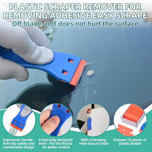 Adhesive Remover Spray, Glue Remover with Plastic Scraper and Towel, Surface Safe Sticky Stuff Remover for Car, Windows, Floor, Sticker Remover Rapidly Removes Labels, Gum, Tape, Wax (10.5Fl oz) - color: GREEN
