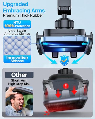 HTU Car Phone Holder【2026 Upgraded 100+LBS Suction & Safety Cert】 Cell Phone Car Mount for Truck Heavy Duty Phone Holder for Dashboard/Windshield/Vent for iPhone 17 16 Pro Max, Jet Black - color: Jet Black